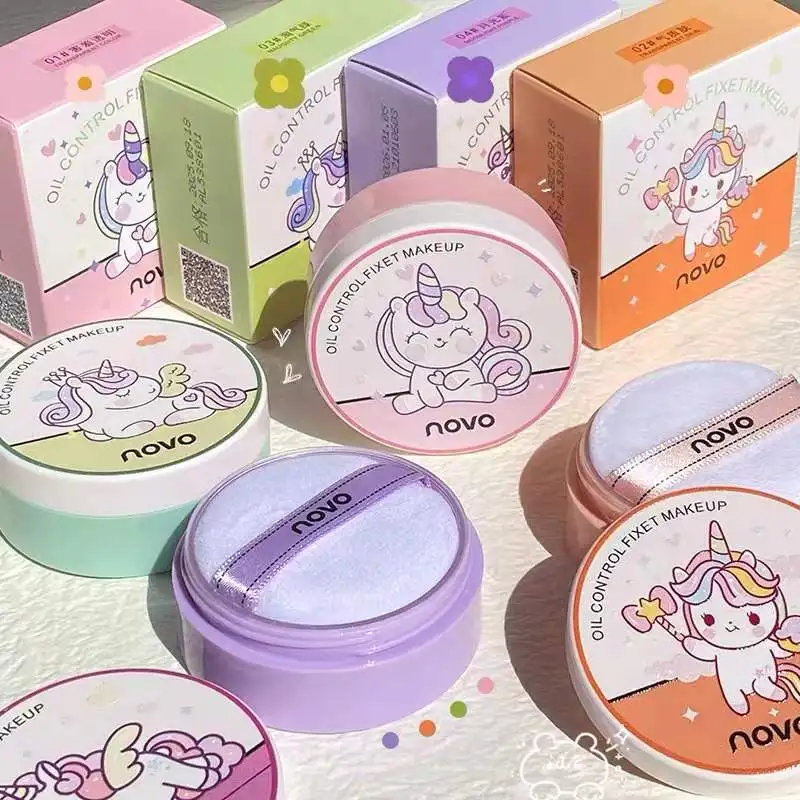 Cute Cartoons Oil Control Fixed Makeup Loose Powder Matte Shimmer Waterproof Long Lasting Smooth Brighten Skin Face Cosmetics