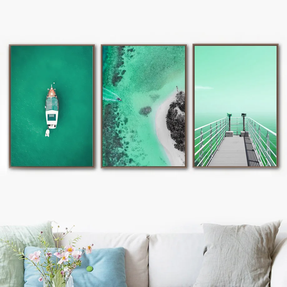 Bridge Ocean White Beach Boat Quotes Wall Art Canvas Painting Nordic Posters And Prints Wall Pictures For Living Room Home Decor