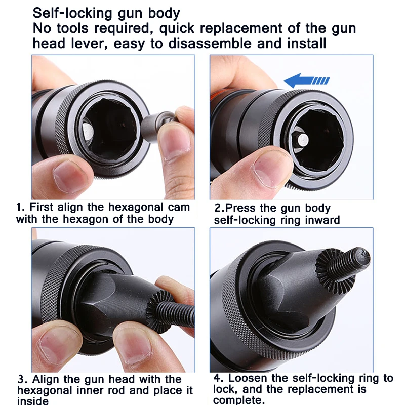 空気圧リベットナット銃自動キャップナット銃リベットナットツール組み込みマフラー3タイプのリベットインタフェース