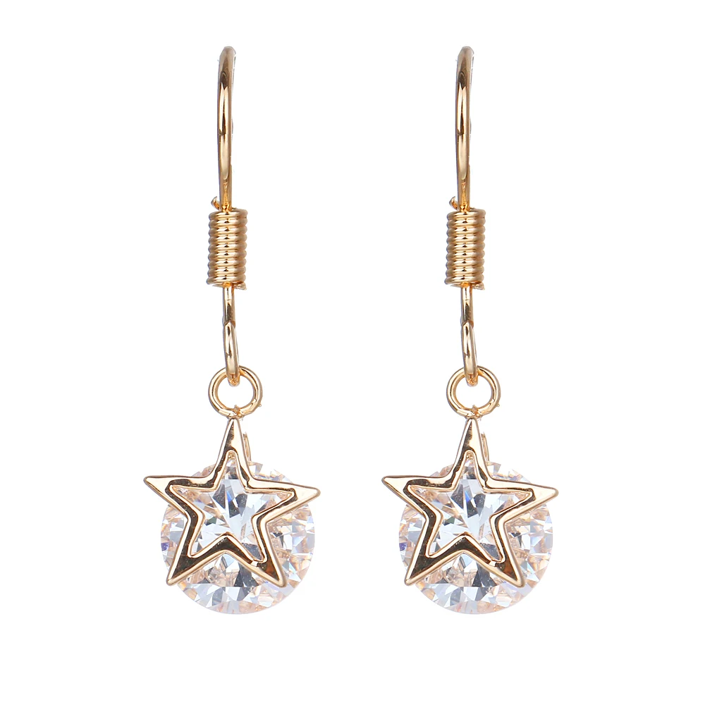 Bettyue Simple Design Round With Hollow Out Star Appearance Zirconia Exquisite Drop Earring For Women Vogue Charming Banquet