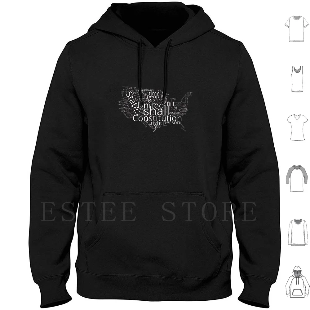 Us Amendments. Clever Wordcloud Usa Map Hoodies Long Sleeve United States America Amendments Right Civil Rights Us