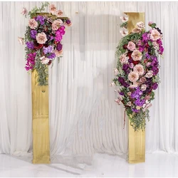 2pcs/set)Wedding events decoration flower arch gold mental  backdrop yudao1870