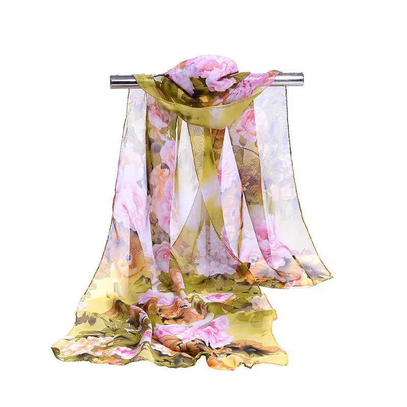 160*50cm New Fashion Print Chiffon Striped Scarf Wild Fashion Shawl Sunscreen Flower Floral Scarf Scarves