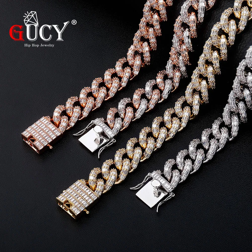 GUCY New 16mm Miami Cuban Chain Necklace High Quality Copper Material Micro Pave Iced Out Cubic Zirconia Hip Hop Jewelry Gift