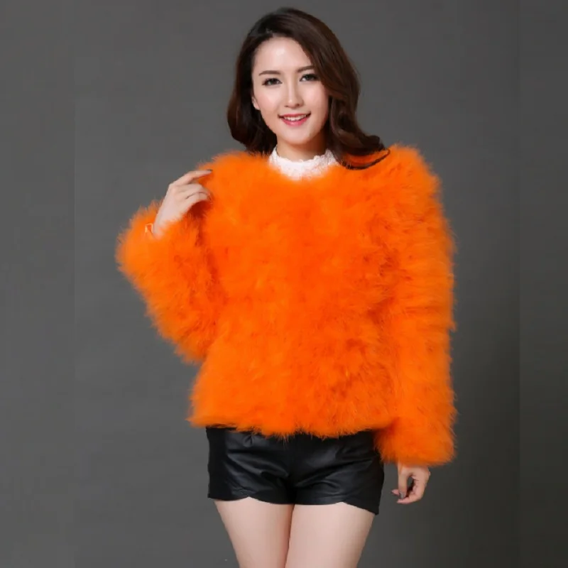 13 colors fashion sexy Ostrich wool turkey fur women coat gray feather short jacket winter festival long sleeve  XS 8XL 9XL10XL