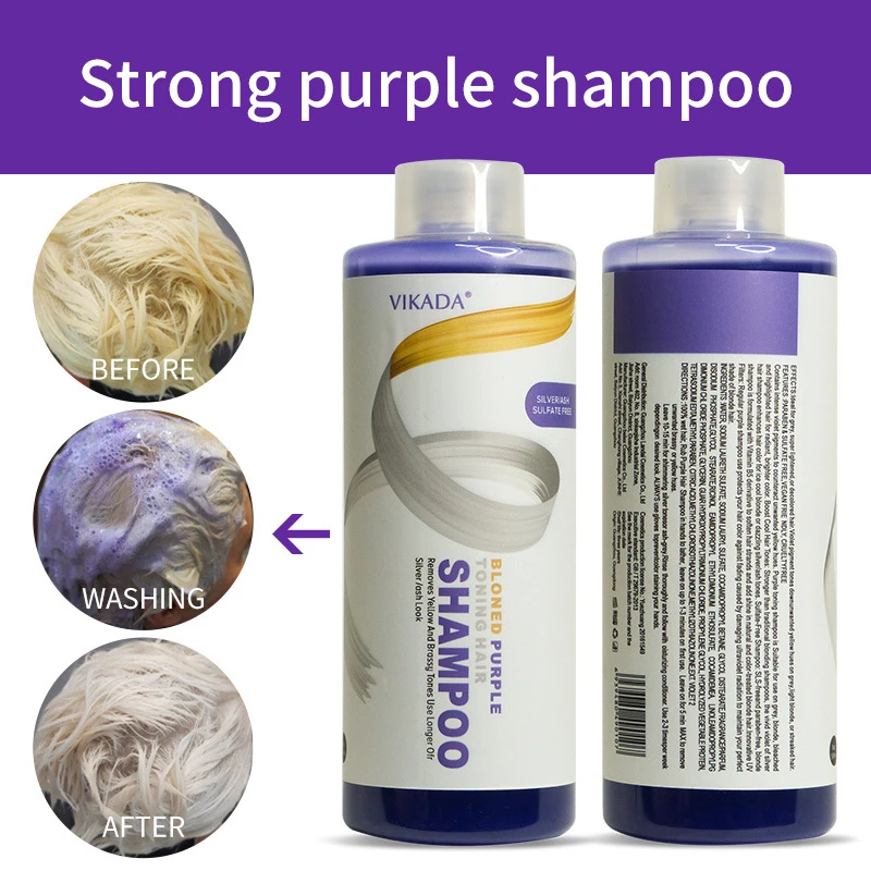 Shampoo roxo para cabelo cinza roxo shampoo cabelo cor toner eliminando brassy tom amarelo de cinza loira cinza cinza prata cabelo 500ml