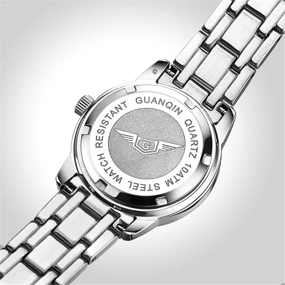 GUANQIN Watch Couple Set Stainless Steel 2020 Men Women Lovers Watch Date Ladies Wrist Watch Quartz reloj pareja hombre y mujer