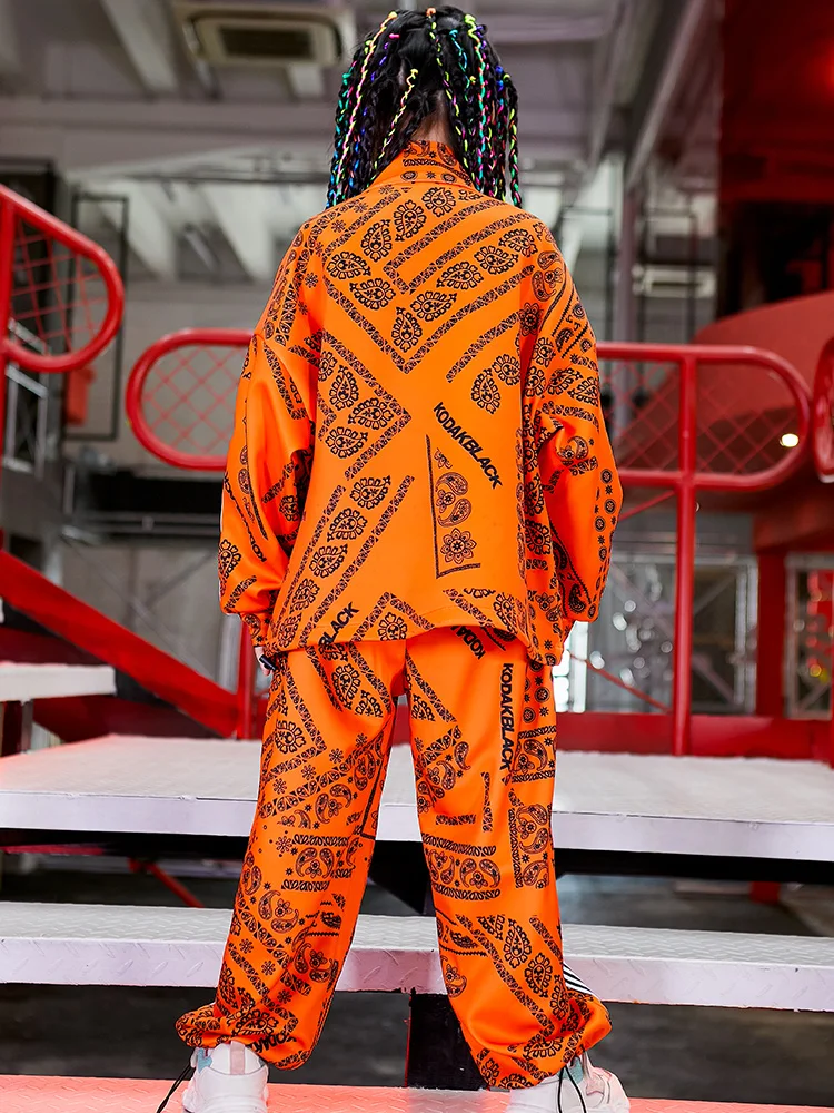 Girls Boys Fashion Kids Cool Jazz Dance Suit Children Handsome jacket Top Pants Hiphop Street Clothes stage Catwalk Performance
