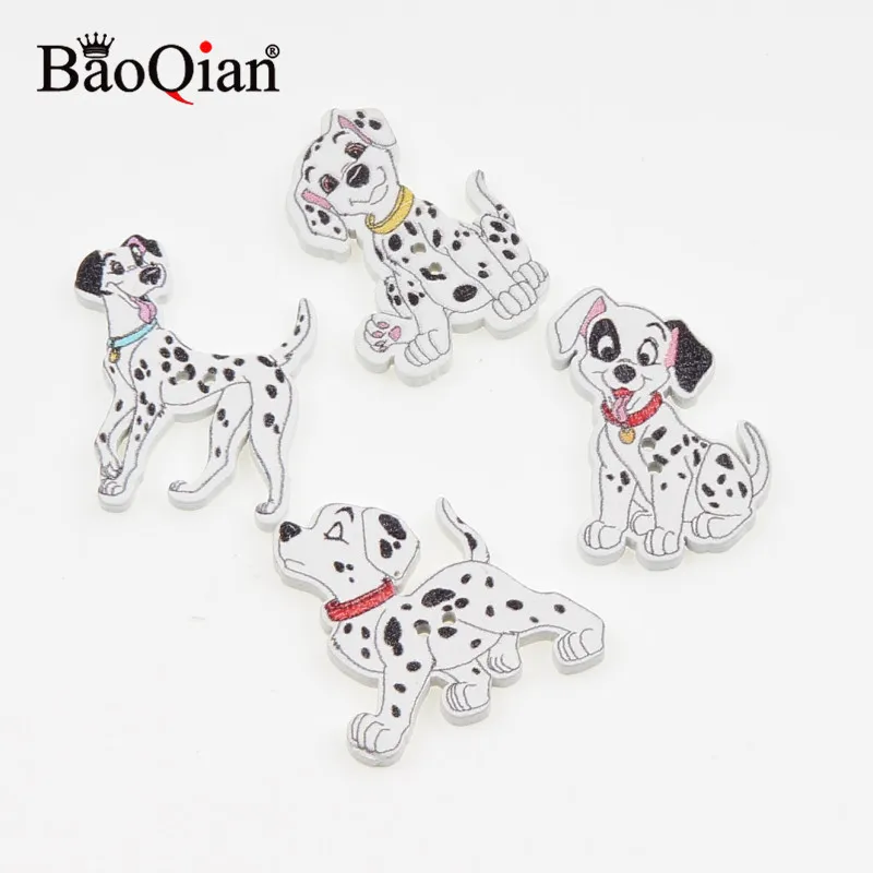 50Pcs Mixed Dalmatian Pattern Sewing Accessories Wooden Buttons For Clothes Knitting Crafts Scrapbooking DIY Needlework