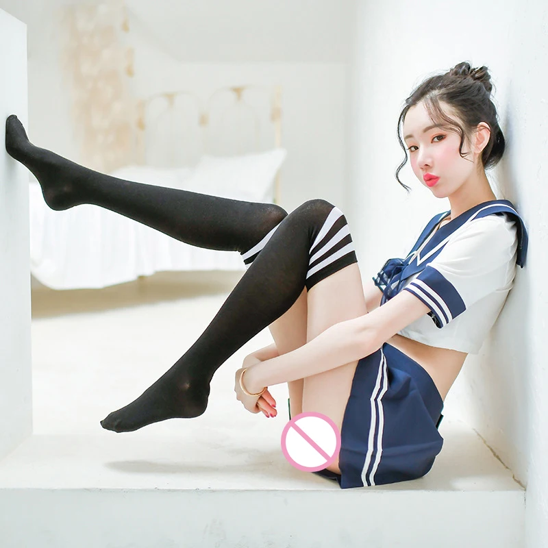 Blue new Japanese sexy student uniform temptation sleepwear suit sexy sailor suit pajamas suit with T pants