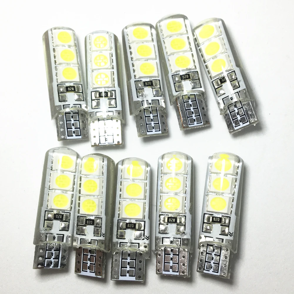 100PCS T10 194 2825 W5W LED 6 SMD Silica Gel Waterproof  Light motorcycle Auto Parking Bulb Silicone Shell Car Reading Dome lamp