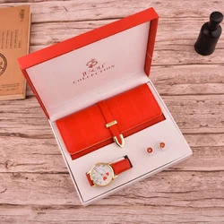 Women's Fashion Quartz Watch Wallet Earrings 3pcs set Gift Box Mother's Day Christmas New Year Gifts Ladies watches Gift Sets