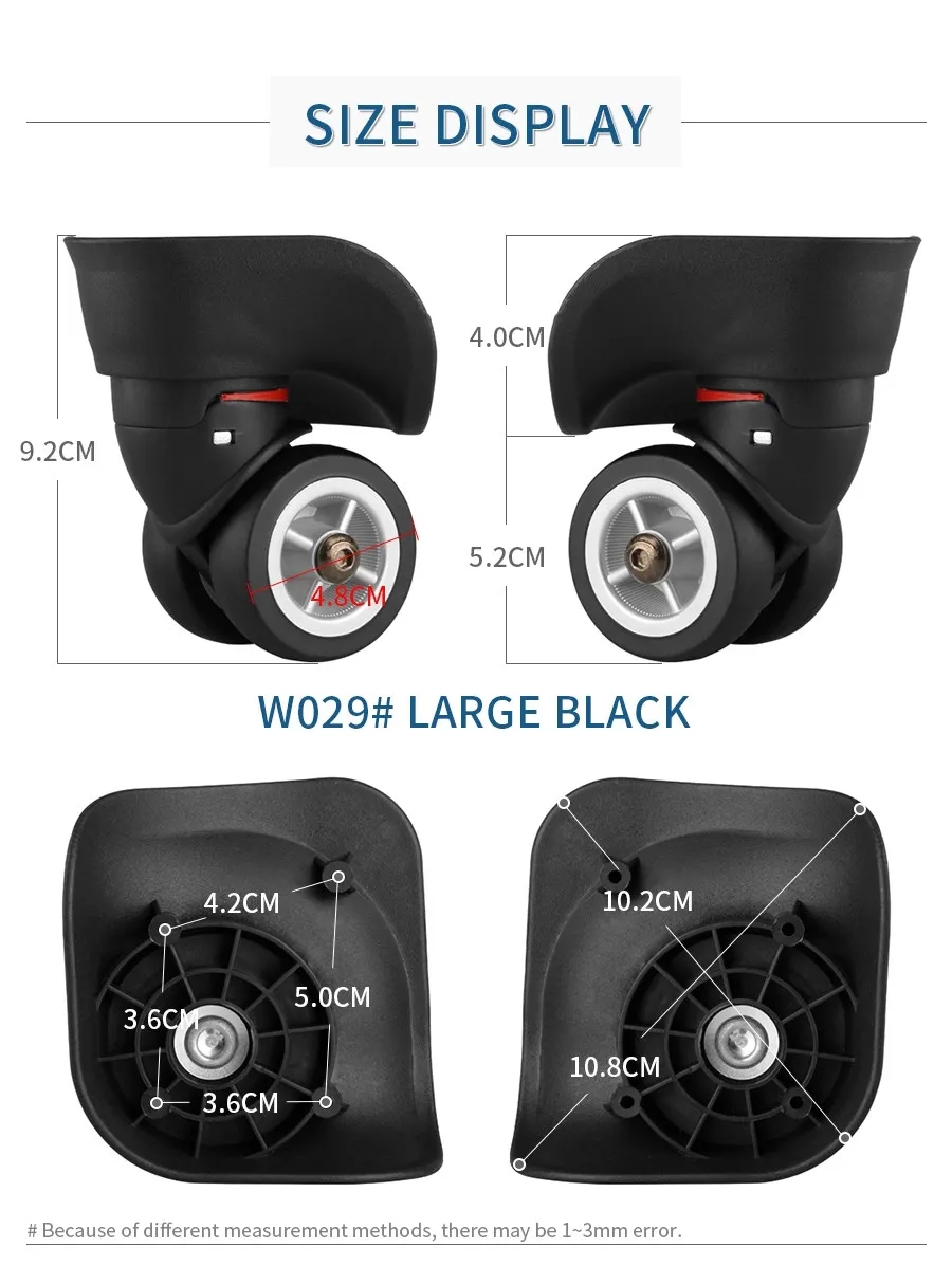 Luggage Wheel Replacement Wheels Suitcase Accessories Universal Casters Rolling Luggage Suitcase Wheeled Accessories Bags Caster