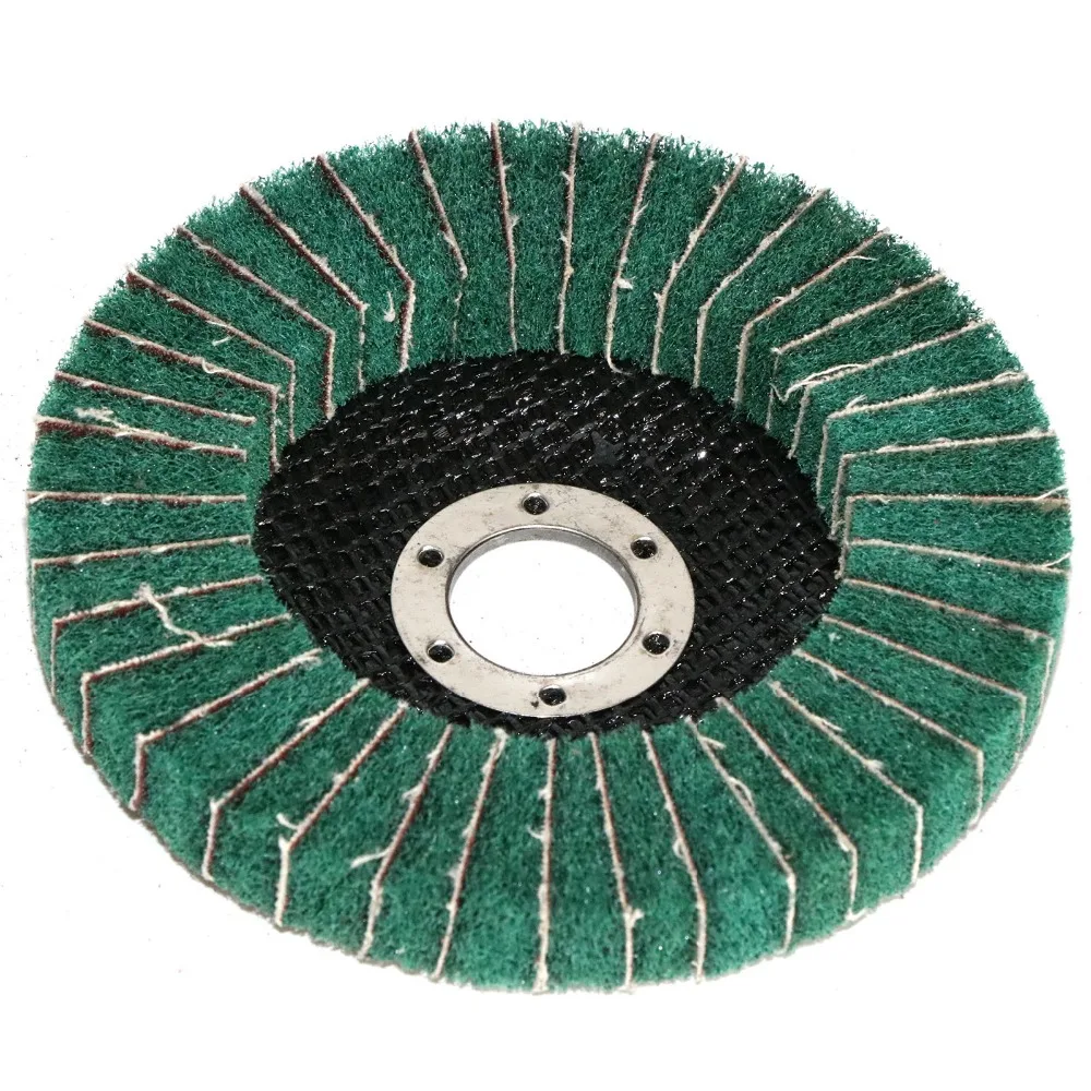 4"/4,5"/125" Nylonfaserklappe Polierscheibe Körnung 180 für Winkelschleifer zum Polieren von Holz und Metall – Detail 5