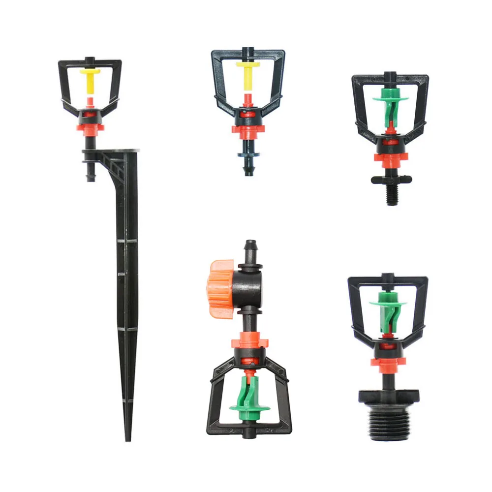 5Pcs 360 Rotating Sprinklers Refraction Micro Nozzle Garden Drip Irrigation Misting System Hanging Humidifier Sprayer