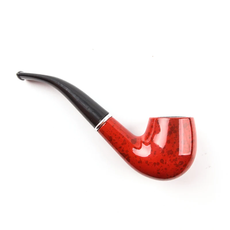 New 1pcs wooden tobacco pipes Wholesale Cheap smoking Pipe red Gift Promotion HG685