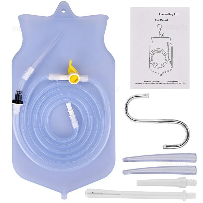 1pc Enema Bag Reusable Silica Gel Coffee Water Colon Cleansing Enteroclysm Detoxified Bowel Bags Vaginal Washing Enema Kit
