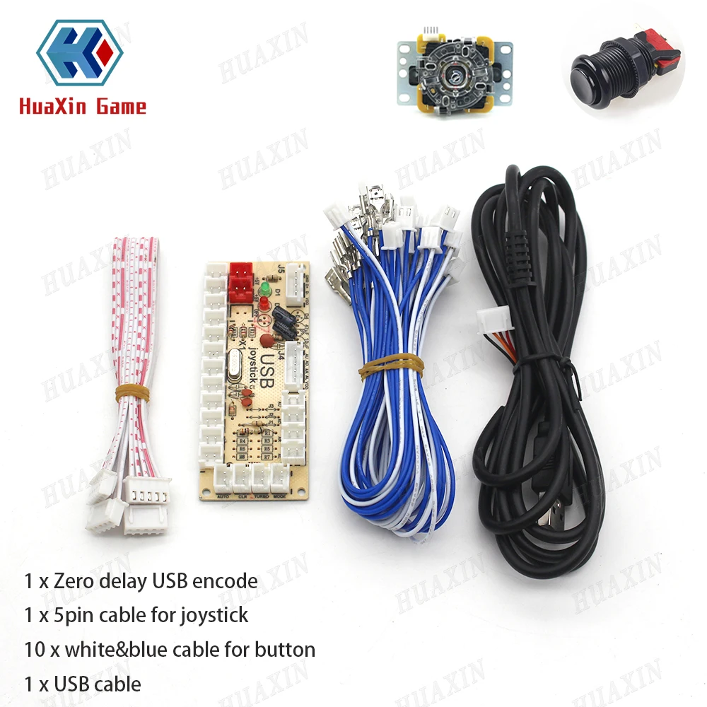 Zero Delay Arcade Game Kit, USB Encoder, Joystick, Push Buttons Kit for PC MAME, Raspberry Pi, Retropie Projects, 5V, 1 Set