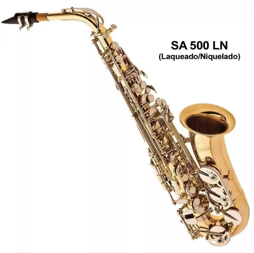 

Original Saxophone Alto Eagle Brand SA 501 Gold Lacquered Sax in Eb Tune + Accessories case, gloves, reeds, straps