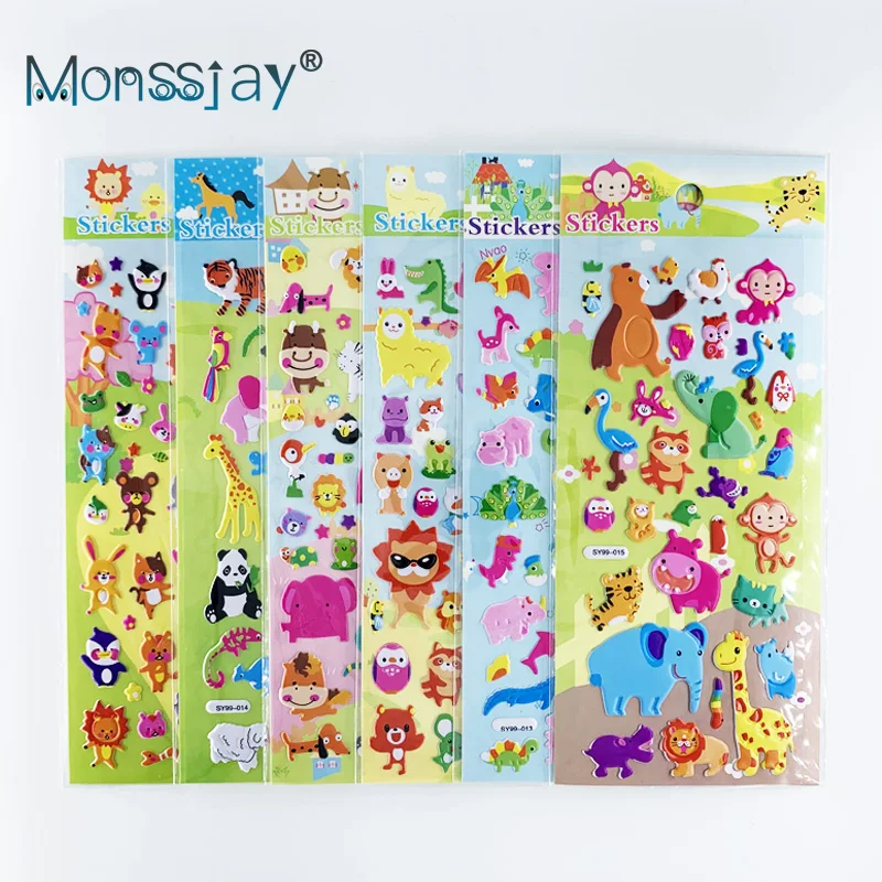 

Random 3 Sheets Children Kawaii Zoo Animal Bubble Sticker for Girl Boy Cartoon Scrapbook DIY Stickers Notebook Laptop Decoration