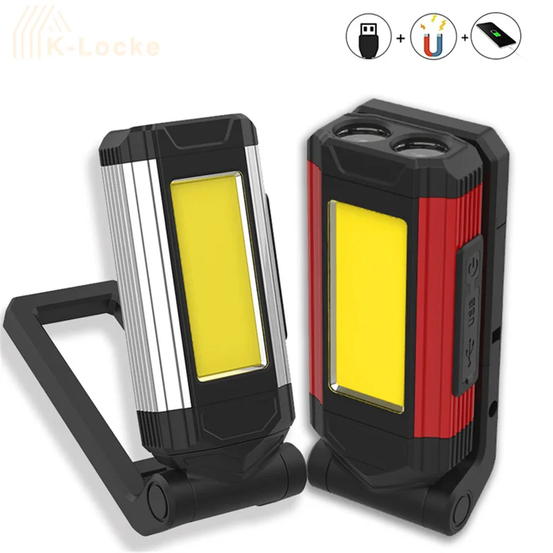 Multifunctional USB Rechargeable COB Work Light With Magnet Super Bright Led Flashlight Auto Repair Light Portable Camping Lamp