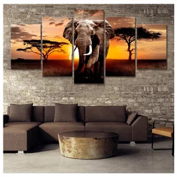 Multi-Panel 5D pittura diamante elefante tramonto Africa prateria pittura diamante ricamo 5 pezzi Set paesaggio Puzzle mosaico