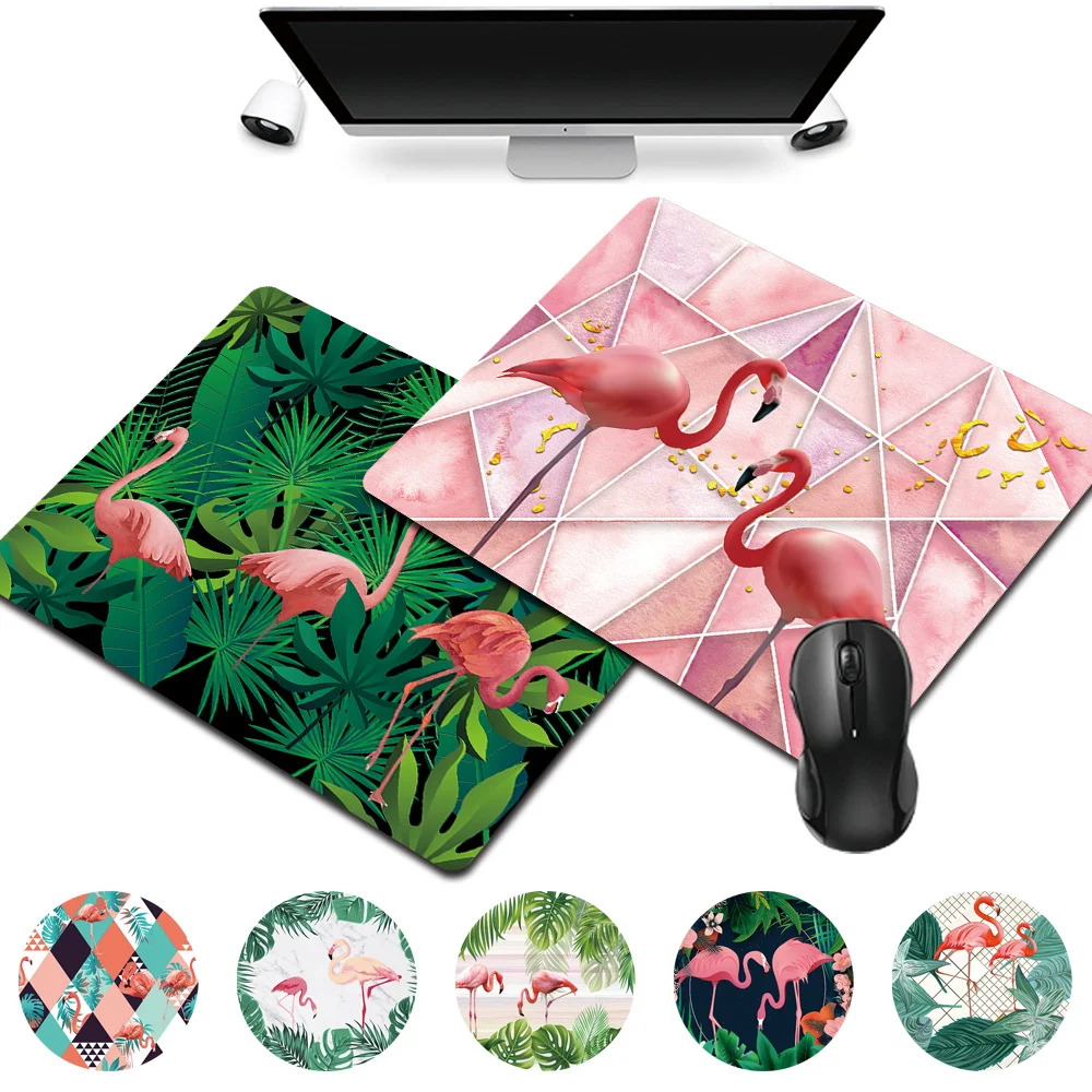 

Smooth Gaming Mousepad Small Waterproof Mouse Mat 25x21cm PU Leather Flamingo Pattern Series Office Desk Computer Mouse Pad