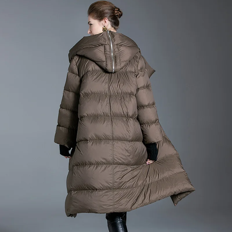 Inverno das mulheres oversized longo com capuz para baixo casacos mais grosso quente fofo para baixo casaco feminino inverno estilo pão parkas wy360 atacado