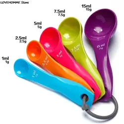 New 5PC Kitchen Colour works Measuring Spoons Spoon Cup Baking Utensil Set Kit Kitchen Tool