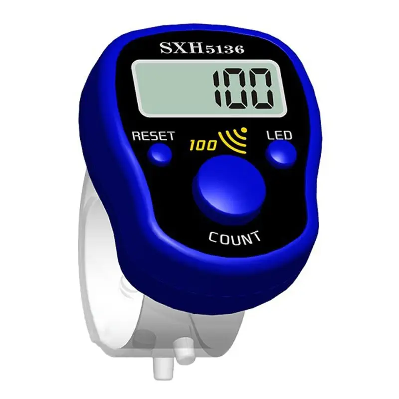 LED Finger Tally Counter Digital Electronic Tasbeeh Counter Lap Track Handheld Clicker for w/ Ring Resettable Digits Dis