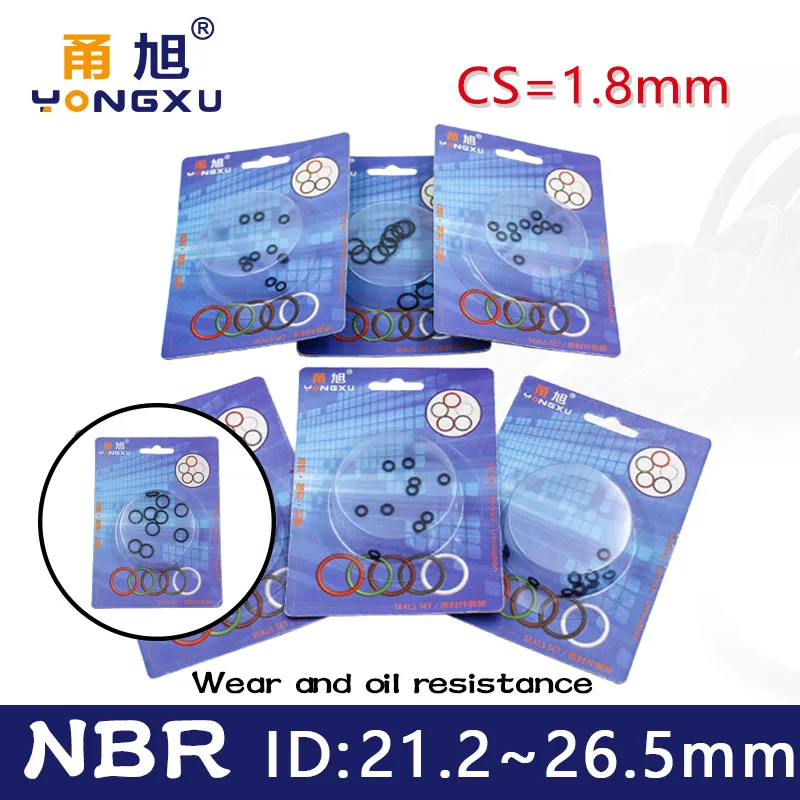 

Boxed nitrile rubber NBR seal O-ring thickness CS 1.8mm ID 21.2/22.4/23.6/25/25.8/26.5mm Gasket oring Waterproof oil resistance