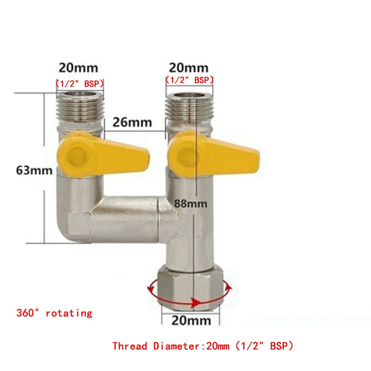 DN15 H Type Shape Natural Gas Valve Hot Water Ball Rotatable Interface Combinations Home Garden