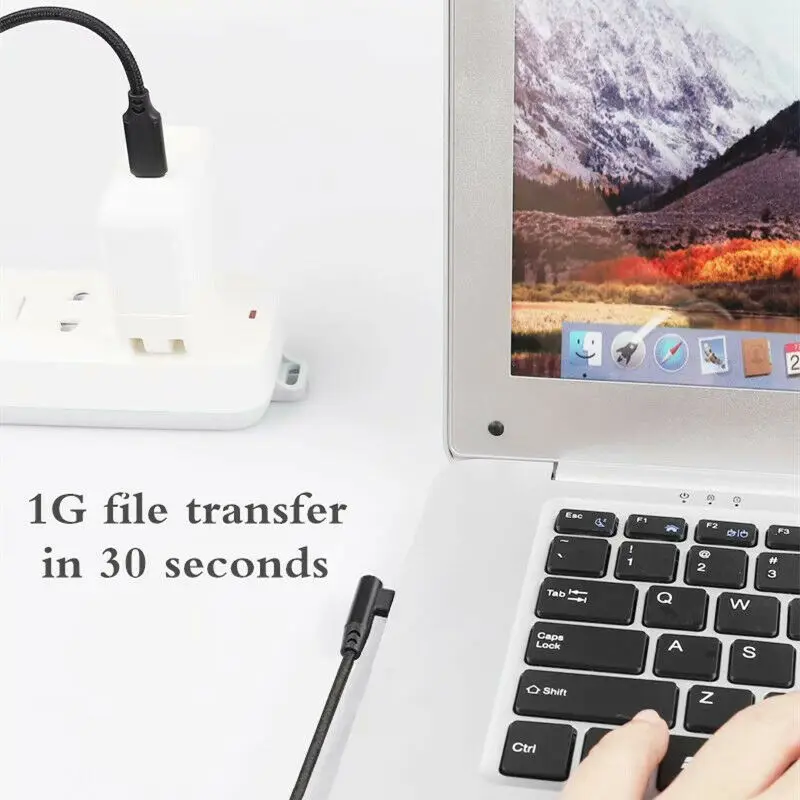 Trenza 0,25/0,5/1/2/3 m 3A cargador rápido 90 grados USB tipo C a USB C Cable PD para iPhone 15 16 Samsung Xiaomi Macbook