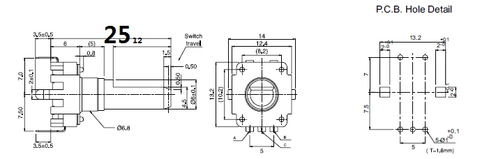 Everbest encoder EC12 with press switch channel analyzer 24 positioning 24 pulse rotation 360 degree axis length 20m