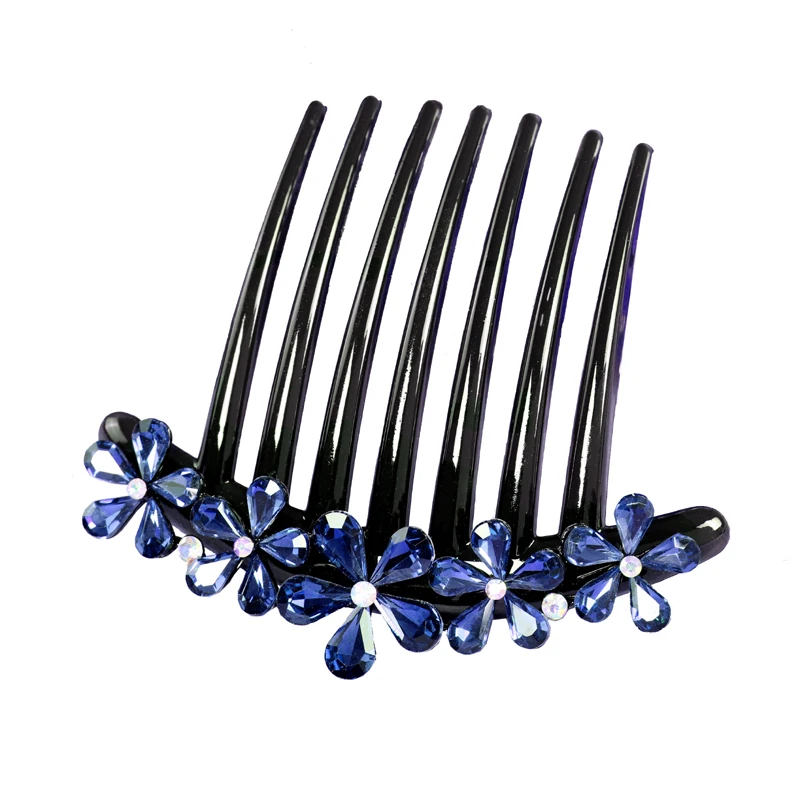 Morkopela Crystal Flower Hair Comb Banquet Hair Jewelry for Women Wedding Hair Clip Accessories Rhinestone Arylic Combs Hairpin