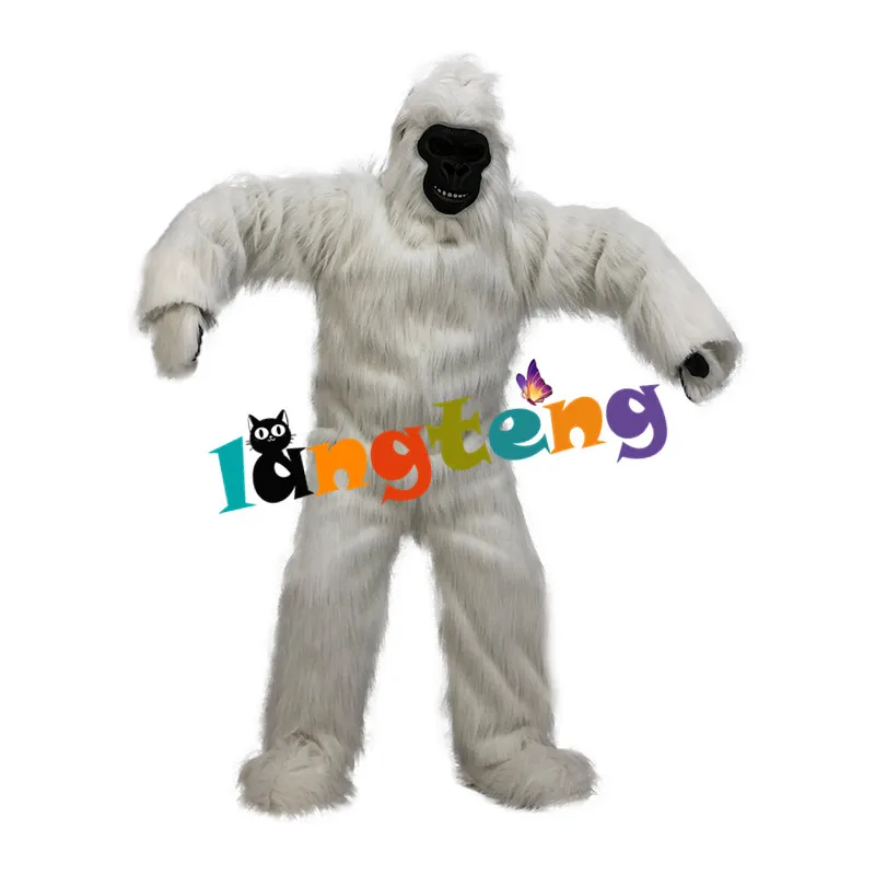 1128 White Mokey Gorilla Orangutan Adult Cosplay Long Furry Mascot Costume For Party