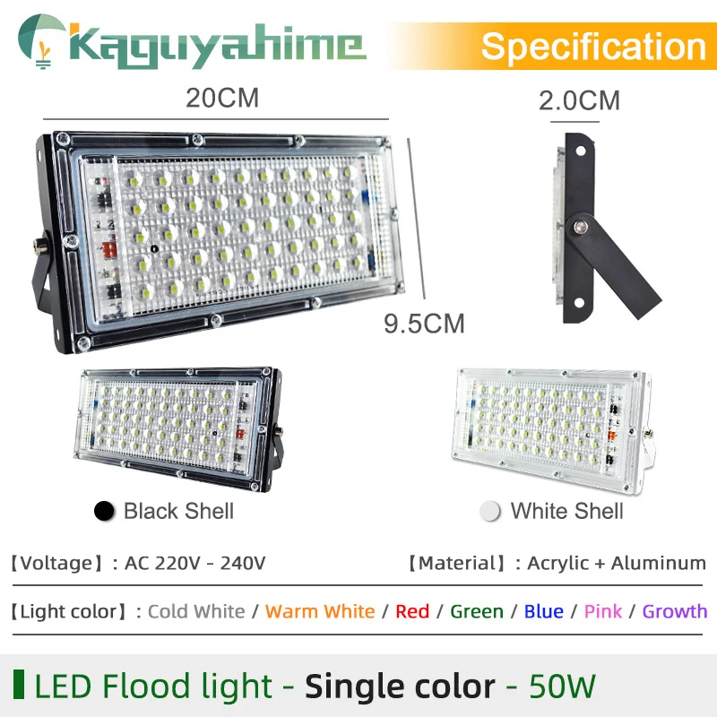 Imagem -05 - Kaguyahime-led Floodlight Spotlight Ip65 Lâmpada Impermeável Luz de Inundação ao ar Livre Jardim e Rua Lâmpada 50w 10w 220v