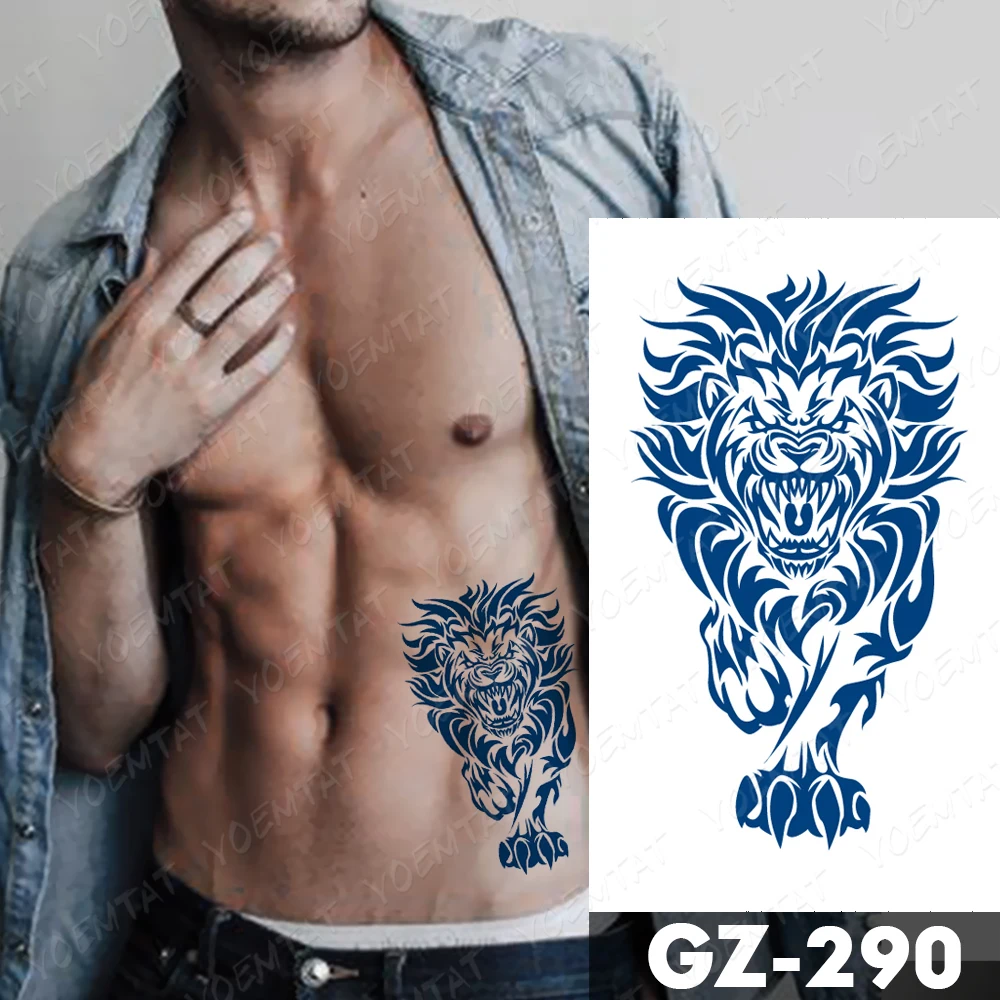 Juice Lasting Ink Tattoos Body Art Waterproof Temporary Tattoo Sticker Dragon Totem Tatoo Arm Fake Lion Tiger Animal Tatto