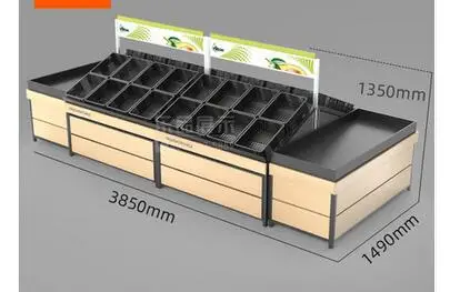 Fresh supermarket vegetable shelf commercial stainless steel bone chopping table fruit shelf display rack