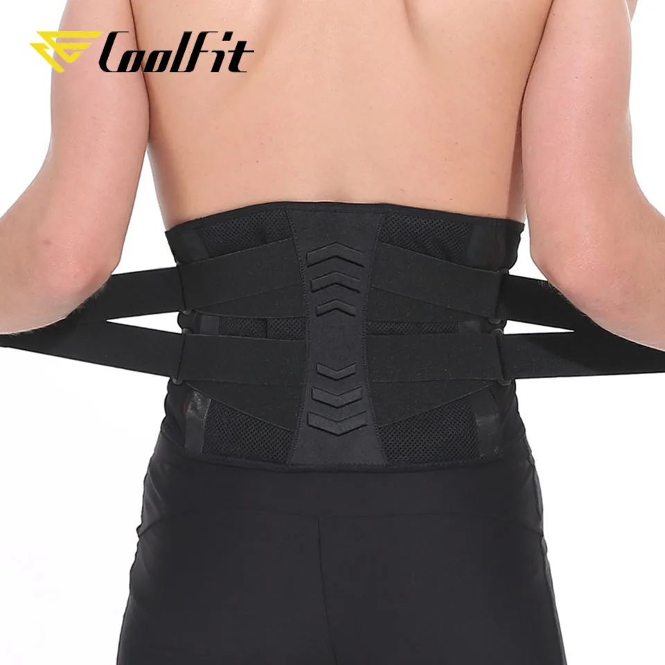 CoolFit Lumbar Waist Support Belt Strong Lower Back Brace Support Corset Belt Waist Trainer Sweat Slim Belt for Sports Pain