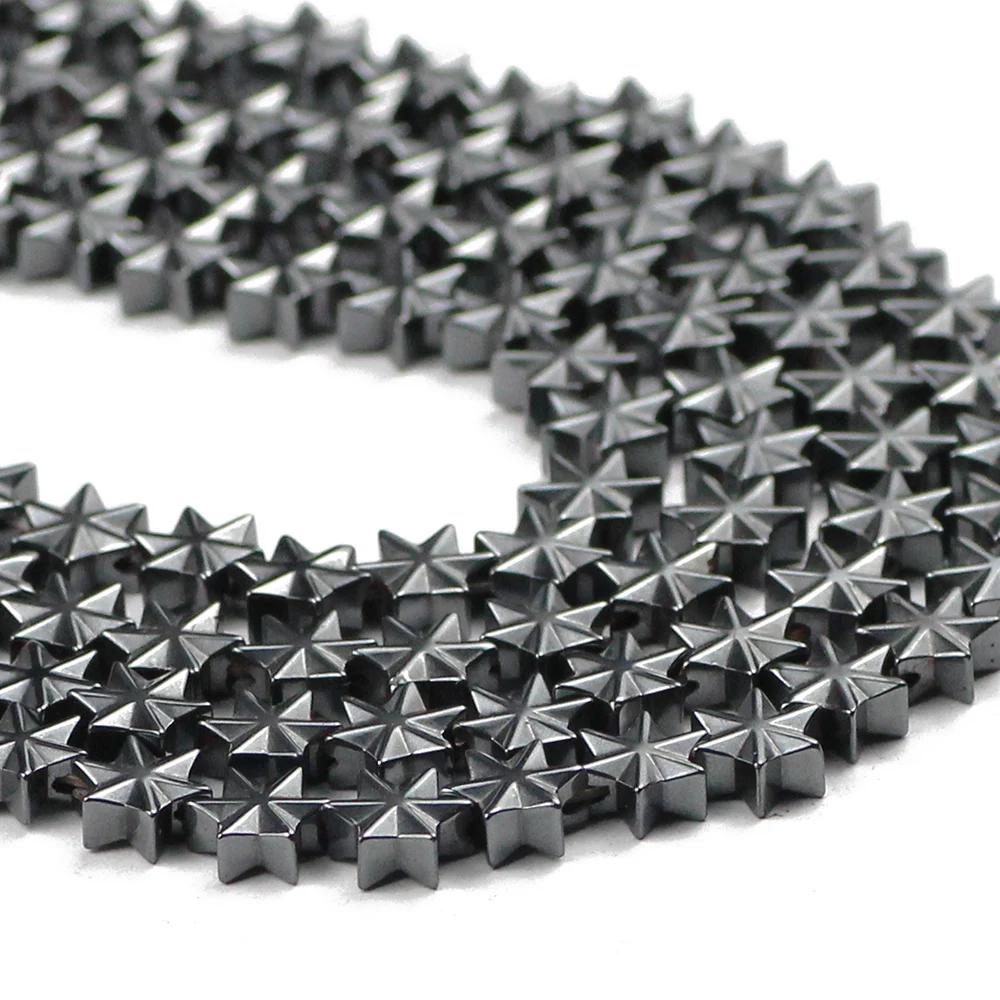 Snow Shape 60pcs 7x3mm Black Hematite Hexagram Natural Stone DIY Spacers Loose Beads For Jewelry Bracelets Making Accessories