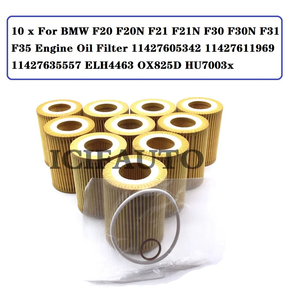 

10 x For BMW F20 F20N F21 F21N F30 F30N F31 F35 Engine Oil Filter 11427605342 11427611969 11427635557 ELH4463 OX825D HU7003x