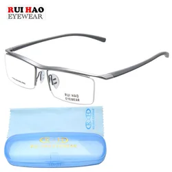 Pure Titanium Glasses Frames With TR90 Temple Classic Business Eyeglasses Men Myopia Half Rimless Optical Eyeglasses Frame