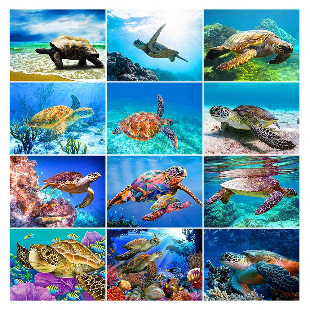 

LZAIQIZG 5D DIY Diamond Embroidery Animal Full Square/Round Diamond Painting Sea Turtle Rhinestones Cross Stitch Home Decor