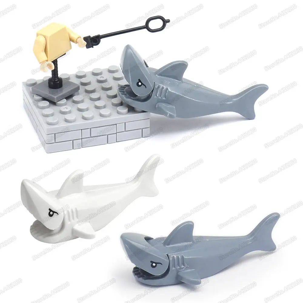 Deep Sea Building Block Mini Shark Assembly Replacement Parts For Moc Animal World Figures Friend Model Child Christmas Gift Toy