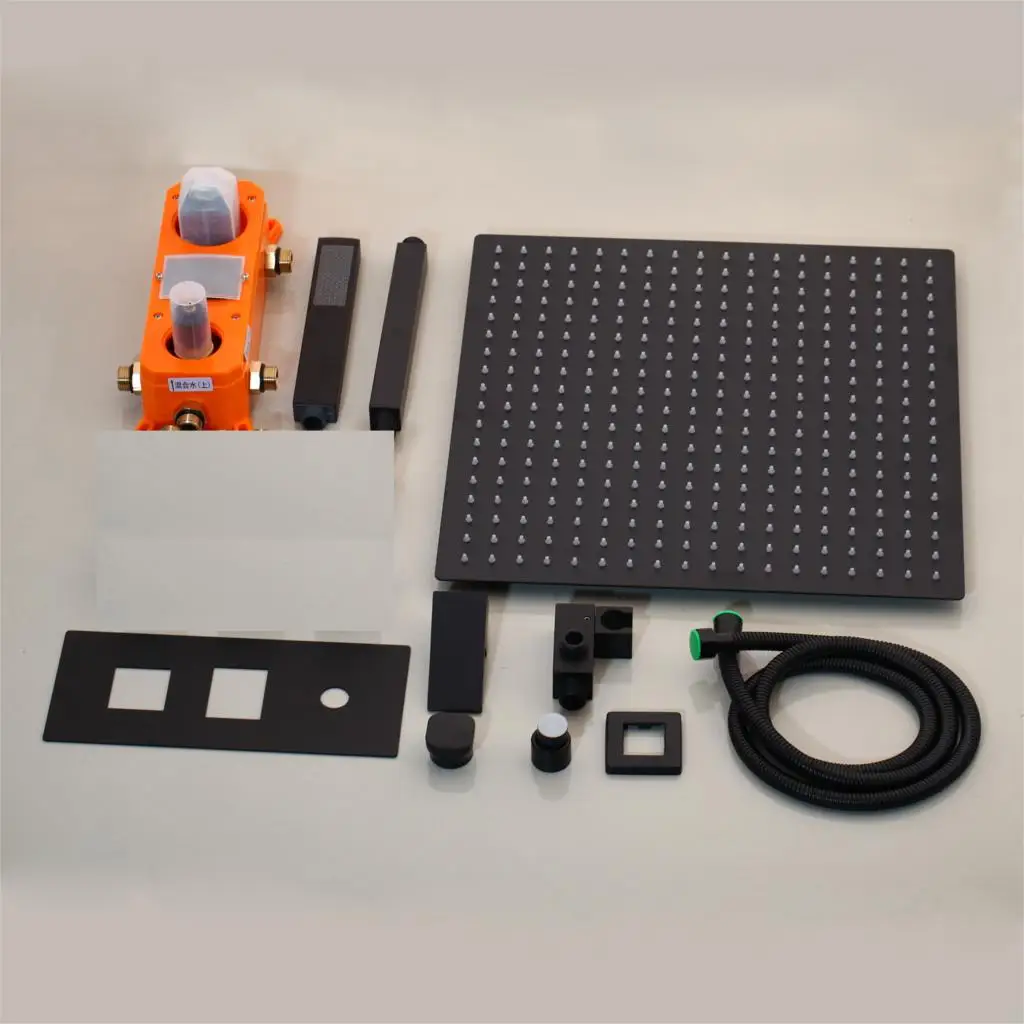 Imagem -06 - Ouboni Matte Black Latão Cabeça de Chuveiro Display Digital Torneiras Misturadoras do Banheiro Torneira do Chuveiro 3-funções Torneiras de Chuveiro Digital Conjunto