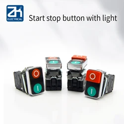 New style XB4 series double button switch start stop metal shape with light 1NO1NC