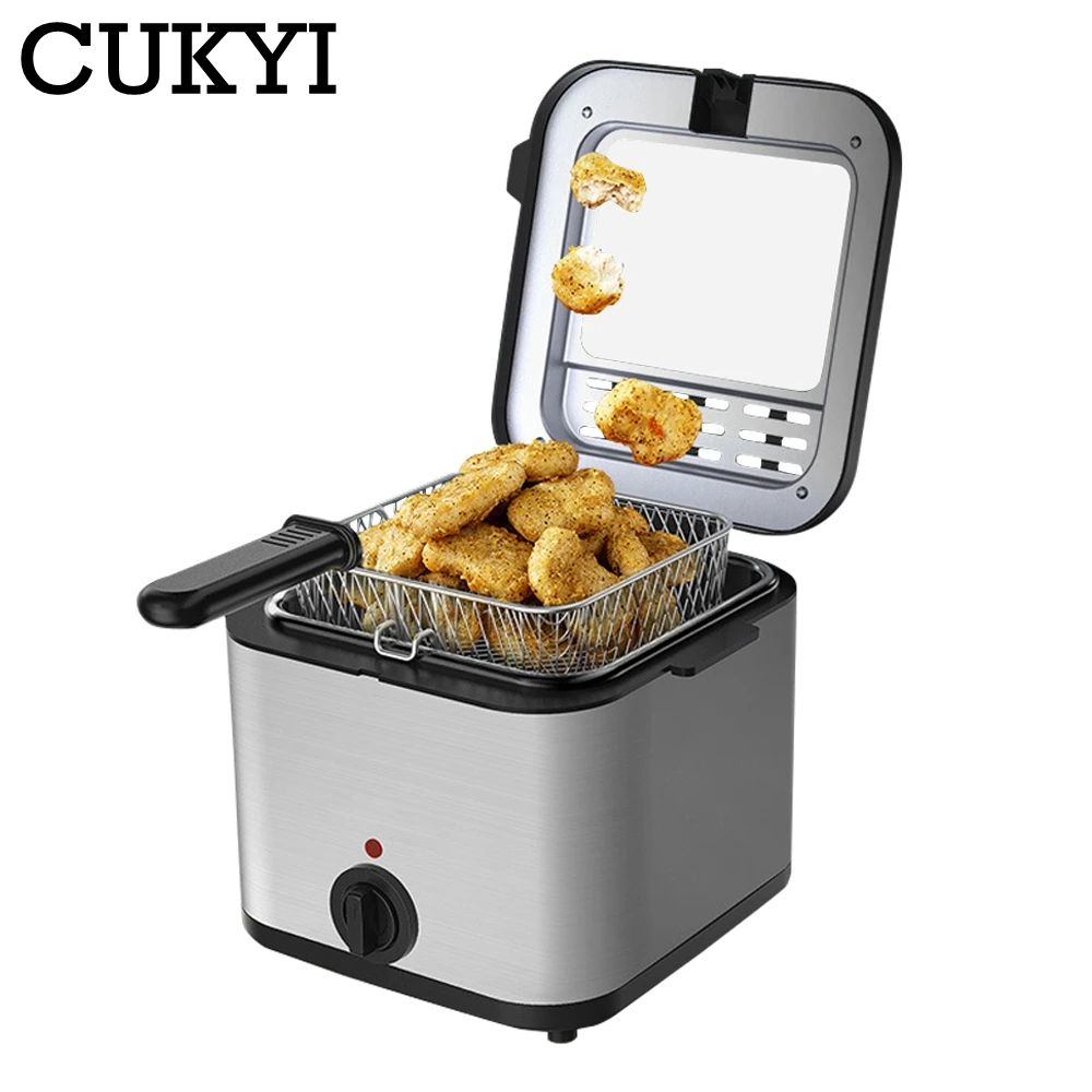 

CUKYI Household/Commercial Electric Fryer 2.5L Frying Machine French Fries Maker Deep Oven Fried Chicken Grill BBQ Tool 110/220V