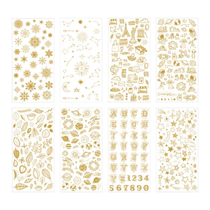 1PCS Stickers Golden Star Planet Decor Stickers Universe Space Sticker For Diary Photo Phone DIY Scrapbooking Stationery Decor