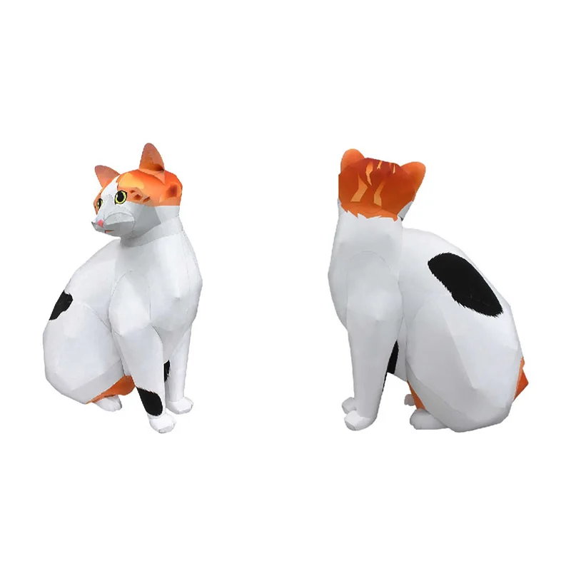 Japonia Bobtail Calico kot Handmade Origami Art mały uroczy Model papieru 3D Papercraft zwierząt DIY nastolatki dorosłych zabawki wykonane ręcznie QD-062